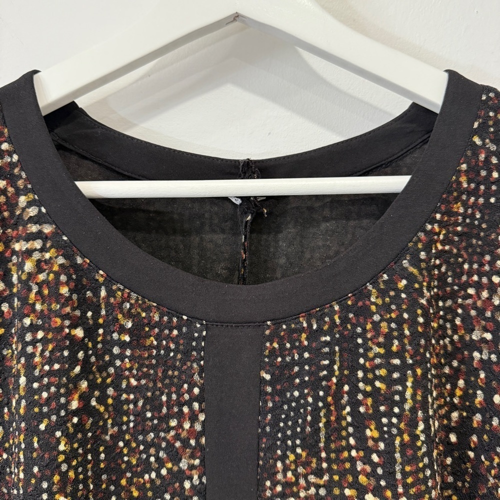 Allison Daley Tunic Blouse Earthtone Brown, Cream, Red Polka Dot 3/4 Sleeve - Picture 9 of 17